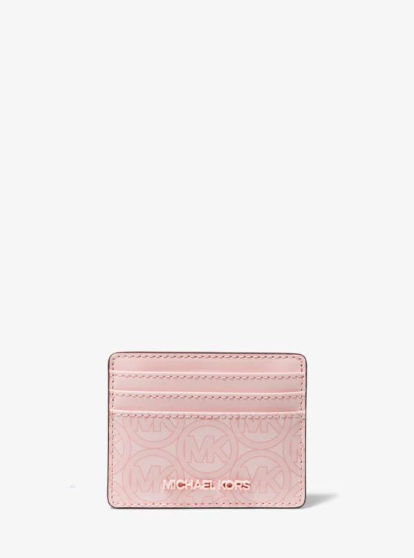 Damske Penazenky Michael Kors Jodie Logo Jacquard Card Case Ruzove - Doplnky Michael Kors Slevy | TWGEU-4365